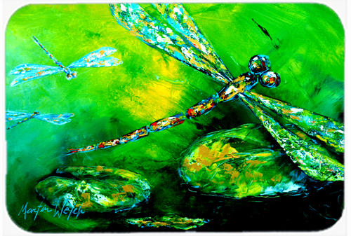 15 x 12 in. Dragonfly Summer Flies Glass Cutting Board - Large