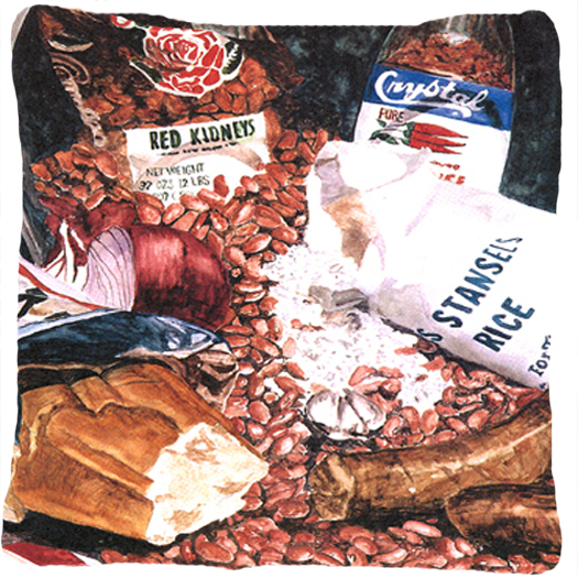 Picture of Carolines Treasures 8536PW1414 Red Beans And Rice Indoor & Outdoor Fabric Decorative Pillow