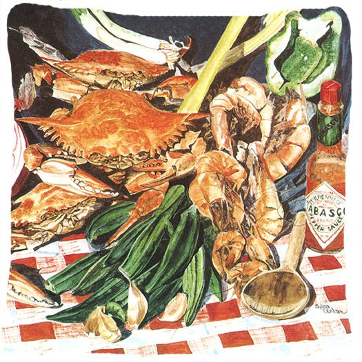 Crab Boil Indoor & Outdoor Fabric Decorative Pillow