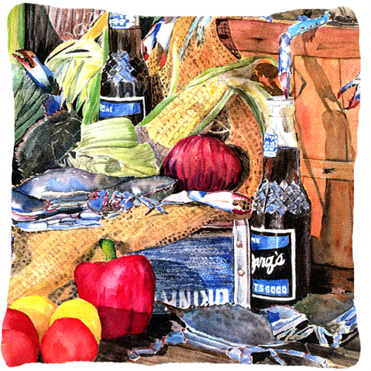 Picture of Carolines Treasures 8538PW1414 Barqs And Crabs Indoor & Outdoor Fabric Decorative Pillow