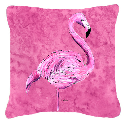 Flamingo On Pink Indoor & Outdoor Fabric Decorative Pillow