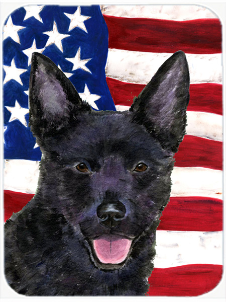 USA American Flag With Australian Kelpie Glass Cutting Board - Large