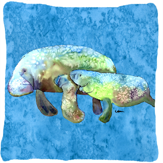 Picture of Carolines Treasures 8660PW1414 Manatee Indoor & Outdoor Fabric Decorative Pillow