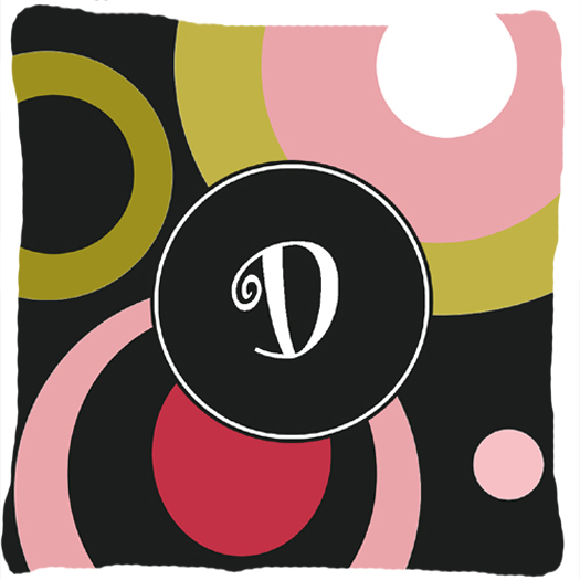 Monogram D Retro In Black Indoor & Outdoor Fabric Decorative Pillow