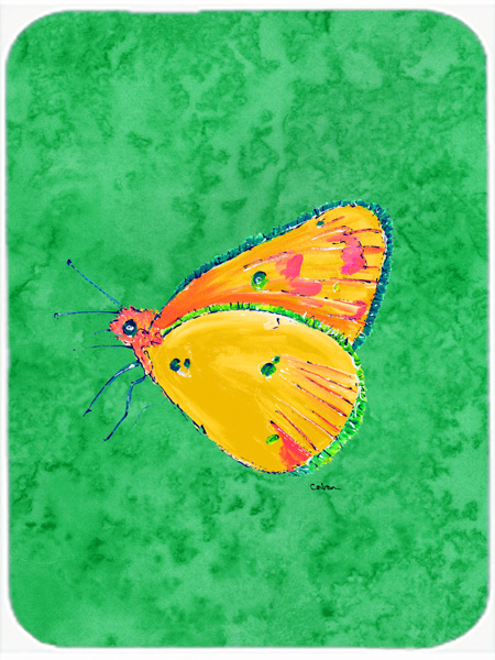 Picture of Carolines Treasures 8861LCB Butterfly Orange On Green Glass Cutting Board - Large