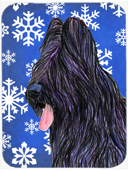 Briard Winter Snowflakes Holiday Glass Cutting Board - Large