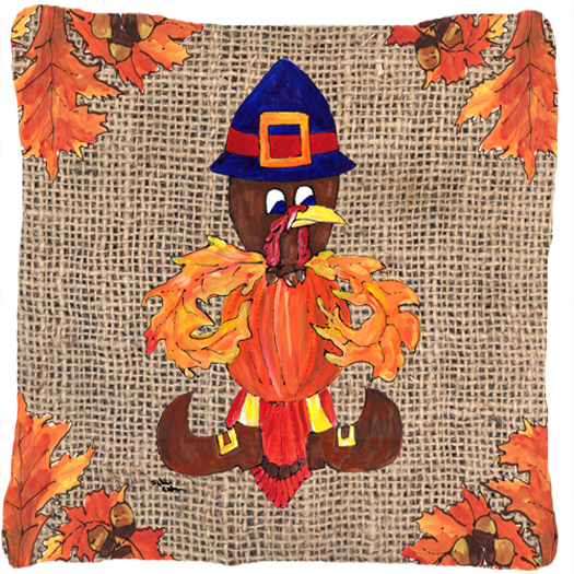 Thanksgiving Turkey Pilgrim Fleur De Lis Indoor & Outdoor Fabric Decorative Pillow