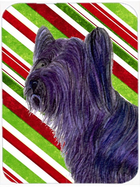 Skye Terrier Candy Cane Holiday Christmas Glass Cutting Board - Large