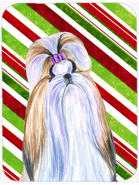 Shih Tzu Candy Cane Holiday Christmas Glass Cutting Board - Large