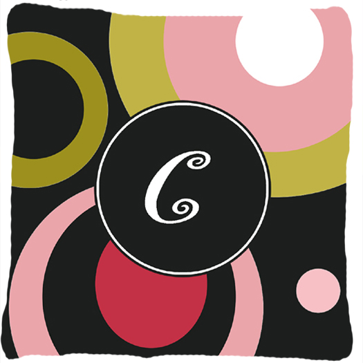 Monogram C Retro In Black Indoor & Outdoor Fabric Decorative Pillow