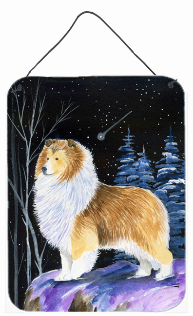 Starry Night Sheltie Aluminium Metal Wall Or Door Hanging Prints