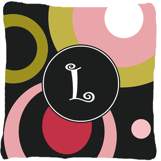 Monogram L Retro In Black Indoor & Outdoor Fabric Decorative Pillow