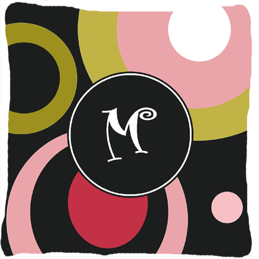 Monogram M Retro In Black Indoor & Outdoor Fabric Decorative Pillow