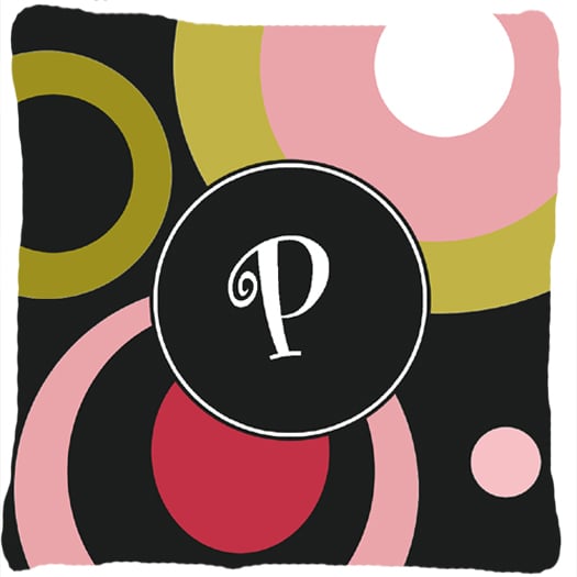 Monogram P Retro In Black Indoor & Outdoor Fabric Decorative Pillow