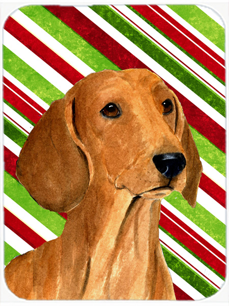Dachshund Candy Cane Holiday Christmas Glass Cutting Board - Large