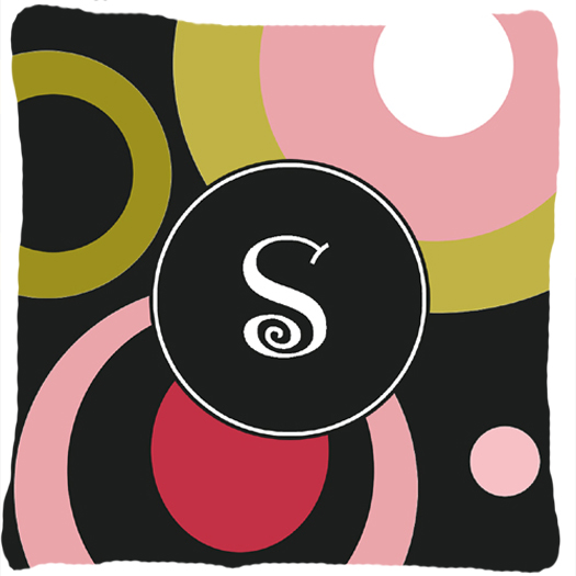 Monogram S Retro In Black Indoor & Outdoor Fabric Decorative Pillow