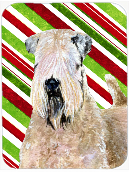 Wheaten Terrier Soft Coated Candy Cane Christmas Glass Cutting Board - Large