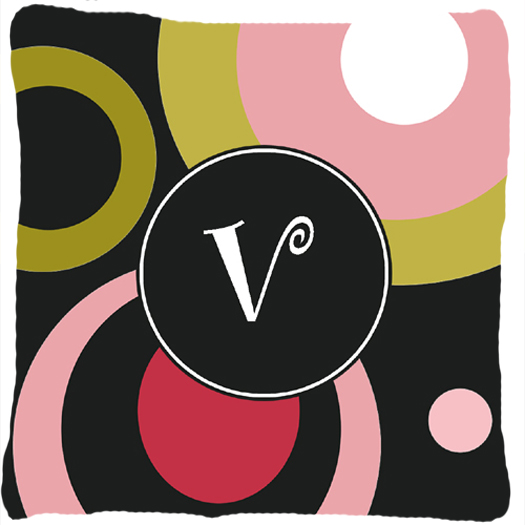 Monogram V Retro In Black Indoor & Outdoor Fabric Decorative Pillow