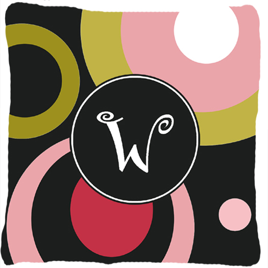 Monogram W Retro In Black Indoor & Outdoor Fabric Decorative Pillow