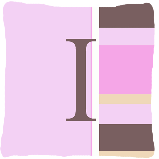 Letter I Initial Monogram - Pink Stripes Indoor & Outdoor Fabric Decorative Pillow - Pink Stripes - 14 x 2 x 14 in.