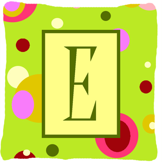Letter E Initial Monogram - Green Indoor & Outdoor Fabric Decorative Pillow