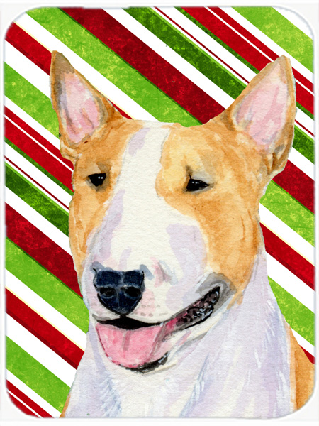 Bull Terrier Candy Cane Holiday Christmas Glass Cutting Board - Large
