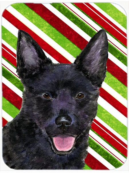 Australian Kelpie Candy Cane Holiday Christmas Glass Cutting Board - Large