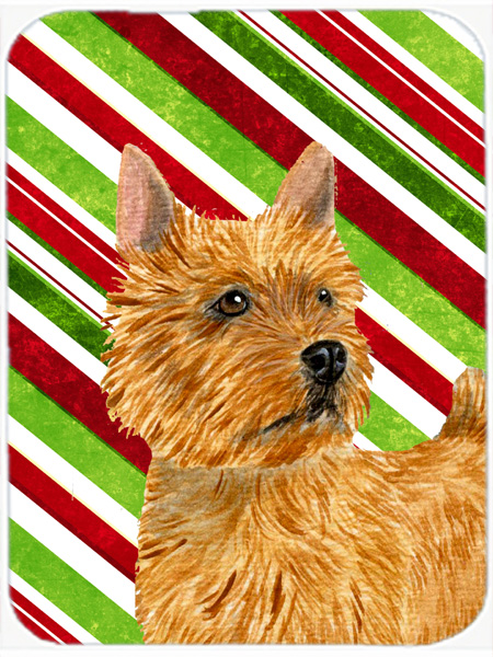 Norwich Terrier Candy Cane Holiday Christmas Glass Cutting Board - Large