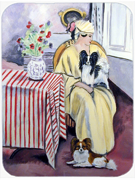 Picture of Carolines Treasures 7069LCB Lady with her Papillon Glass Cutting Board - Large