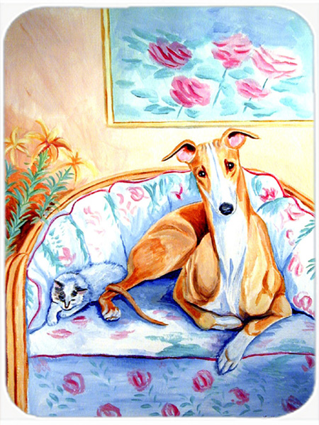 Picture of Carolines Treasures 7081LCB Whippet waiting on Mom Glass Cutting Board - Large