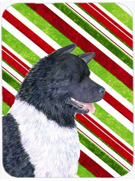 Akita Candy Cane Holiday Christmas Glass Cutting Board - Large
