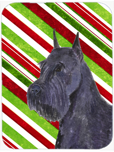 Schnauzer Candy Cane Holiday Christmas Glass Cutting Board - Large