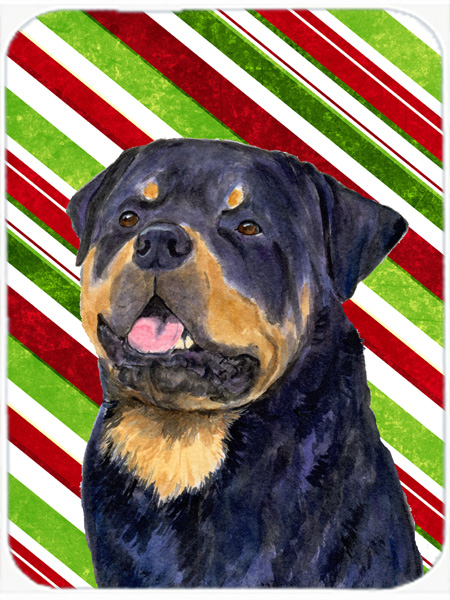 Rottweiler Candy Cane Holiday Christmas Glass Cutting Board - Large