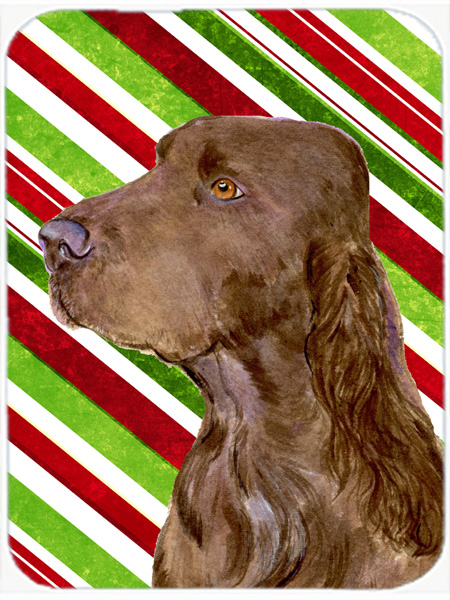 Field Spaniel Candy Cane Holiday Christmas Glass Cutting Board - Large