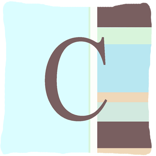 Letter C Initial Monogram - Blue Stripes Indoor & Outdoor Fabric Decorative Pillow