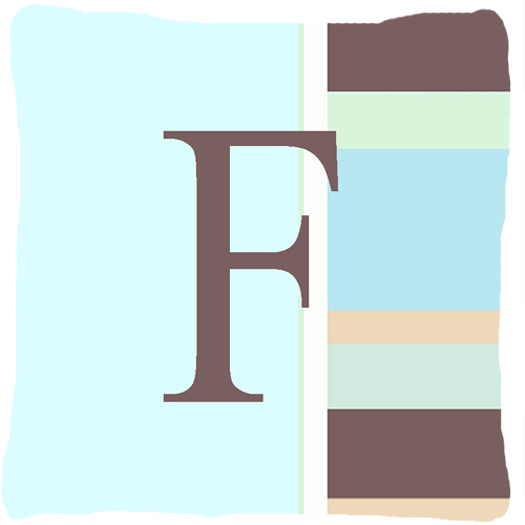 Letter F Initial Monogram - Blue Stripes Indoor & Outdoor Fabric Decorative Pillow