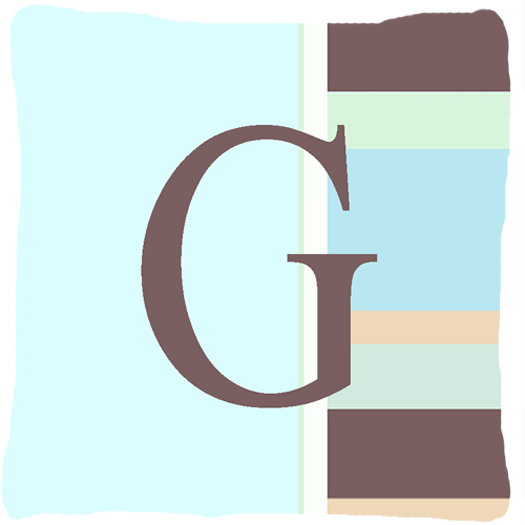 Letter G Initial Monogram - Blue Stripes Indoor & Outdoor Fabric Decorative Pillow