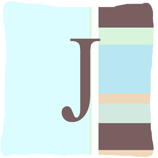 Letter J Initial Monogram - Blue Stripes Indoor & Outdoor Fabric Decorative Pillow