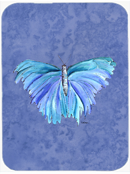 Picture of Carolines Treasures 8855LCB Butterfly On Slate Blue Glass Cutting Board - Large
