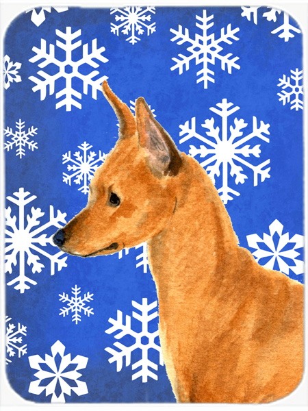 Min Pin Winter Snowflakes Holiday Glass Cutting Board - Large