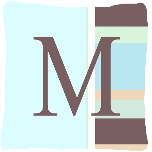 Letter M Initial Monogram - Blue Stripes Indoor & Outdoor Fabric Decorative Pillow