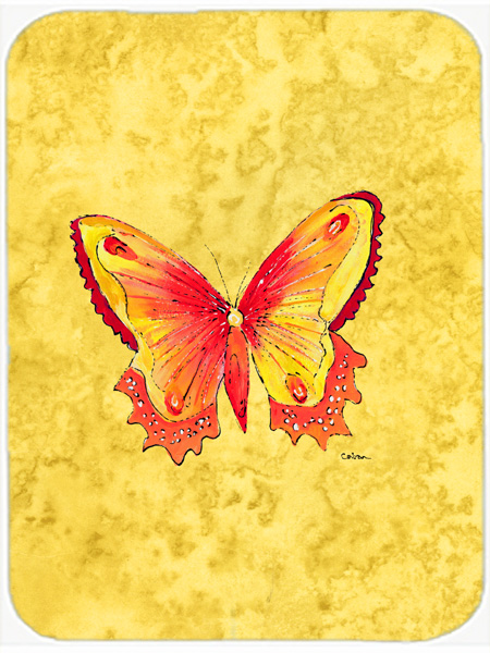 Picture of Carolines Treasures 8857LCB Butterfly On Yellow Glass Cutting Board - Large