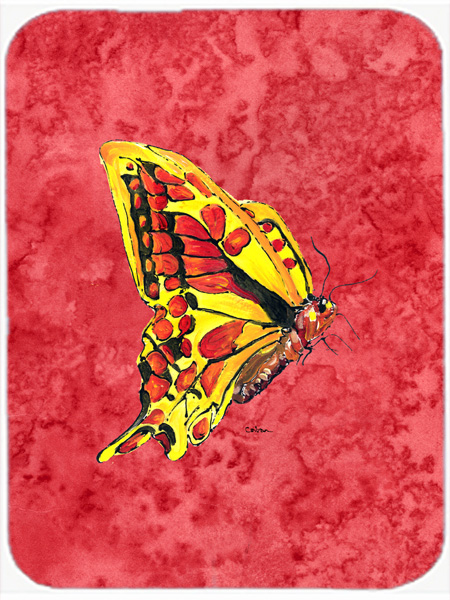 Picture of Carolines Treasures 8862LCB Butterfly On Red Glass Cutting Board - Large