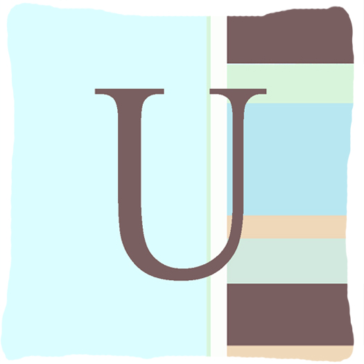 Letter U Initial Monogram - Blue Stripes Indoor & Outdoor Fabric Decorative Pillow - Blue Stripes - 14 x 2 x 14 in.