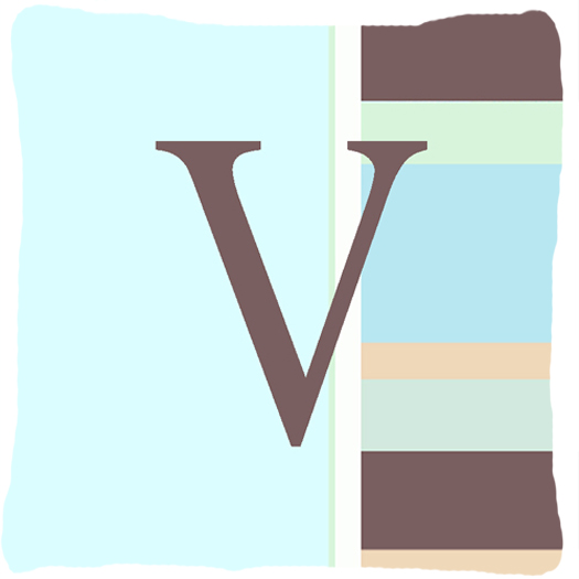 Letter V Initial Monogram - Blue Stripes Indoor & Outdoor Fabric Decorative Pillow