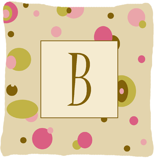 Letter B Initial Monogram - Tan Dots Decorative Indoor & Outdoor Fabric Pillow