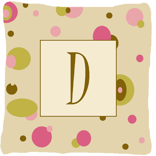 Letter D Initial Monogram - Tan Dots Decorative Indoor & Outdoor Fabric Pillow