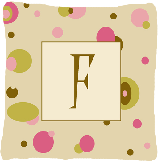 Letter F Initial Monogram - Tan Dots Decorative Indoor & Outdoor Fabric Pillow