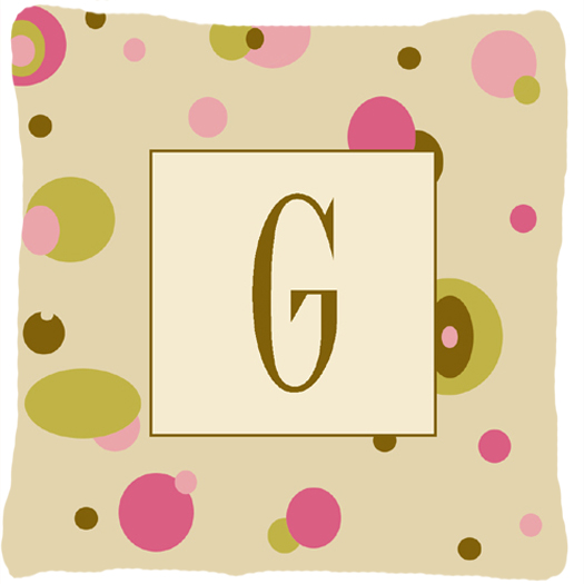 Letter G Initial Monogram - Tan Dots Decorative Indoor & Outdoor Fabric Pillow