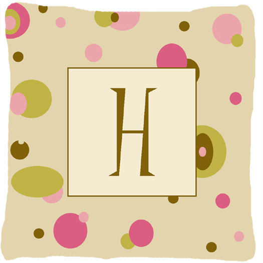 Letter H Initial Monogram - Tan Dots Decorative Indoor & Outdoor Fabric Pillow